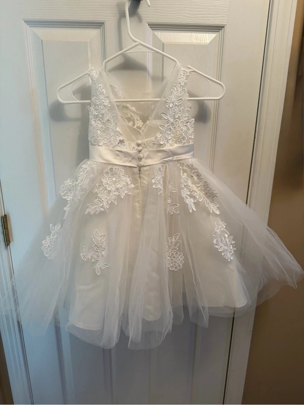 Miama Girls White Floral Lace Tulle Dress